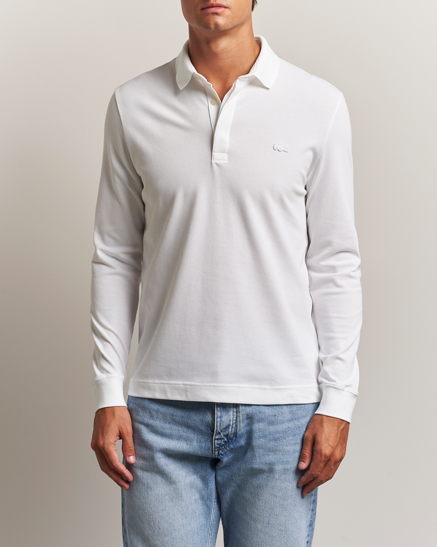 Men | Polo Shirts | Lacoste | Paris Long Sleeve Polo Piké White