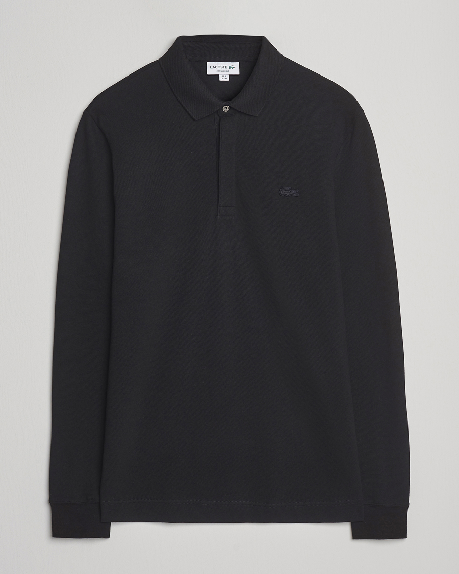 Men | Polo Shirts | Lacoste | Paris Long Sleeve Polo Piké Black