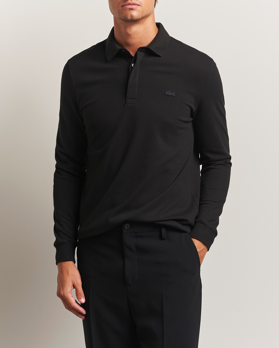 Men | Polo Shirts | Lacoste | Paris Long Sleeve Polo Piké Black
