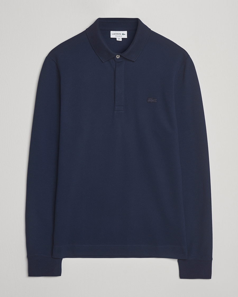 Men | Polo Shirts | Lacoste | Paris Long Sleeve Polo Piké Navy Blue