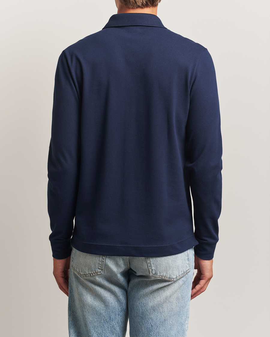 Men | Polo Shirts | Lacoste | Paris Long Sleeve Polo Piké Navy Blue