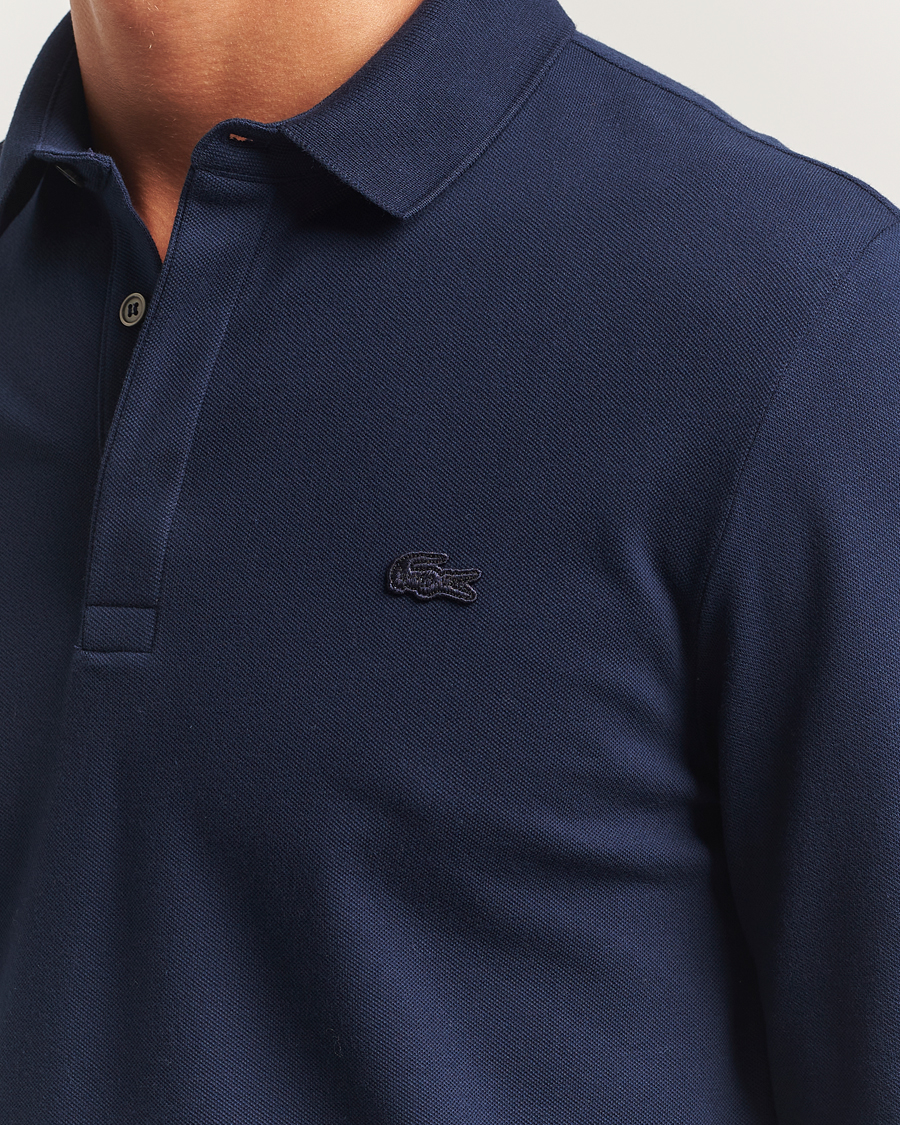 Men | Polo Shirts | Lacoste | Paris Long Sleeve Polo Piké Navy Blue