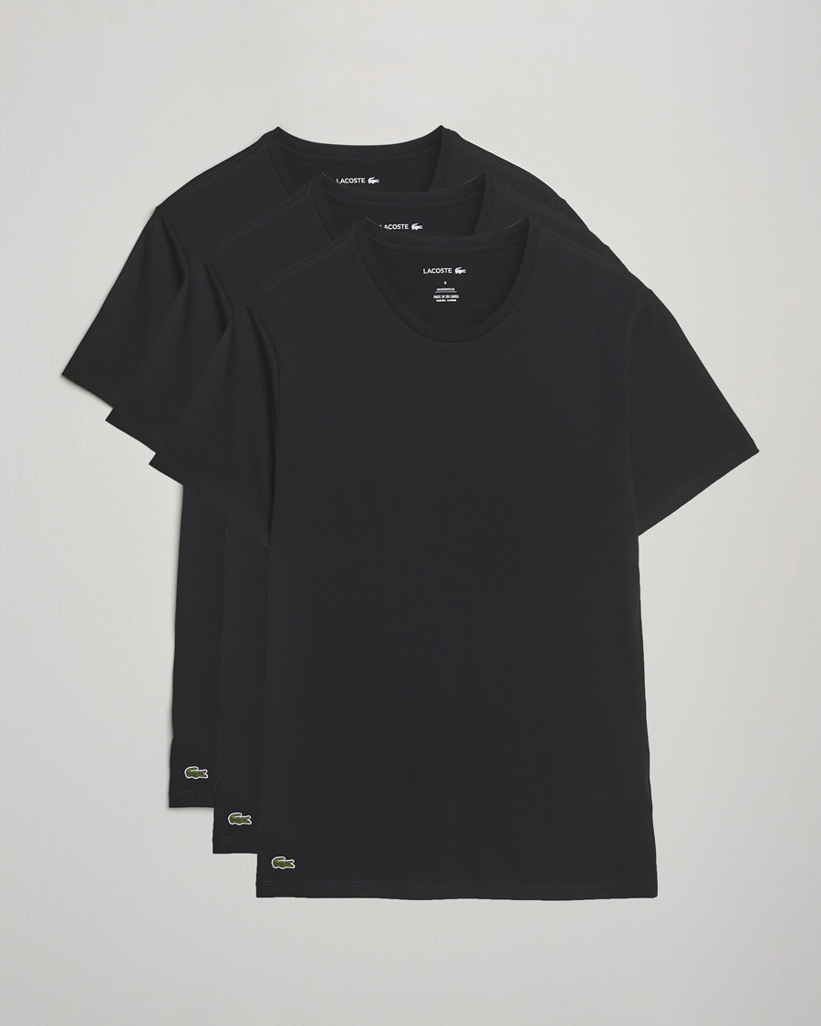 Men | T-Shirts | Lacoste | 3-Pack Crew Neck T-Shirt Black