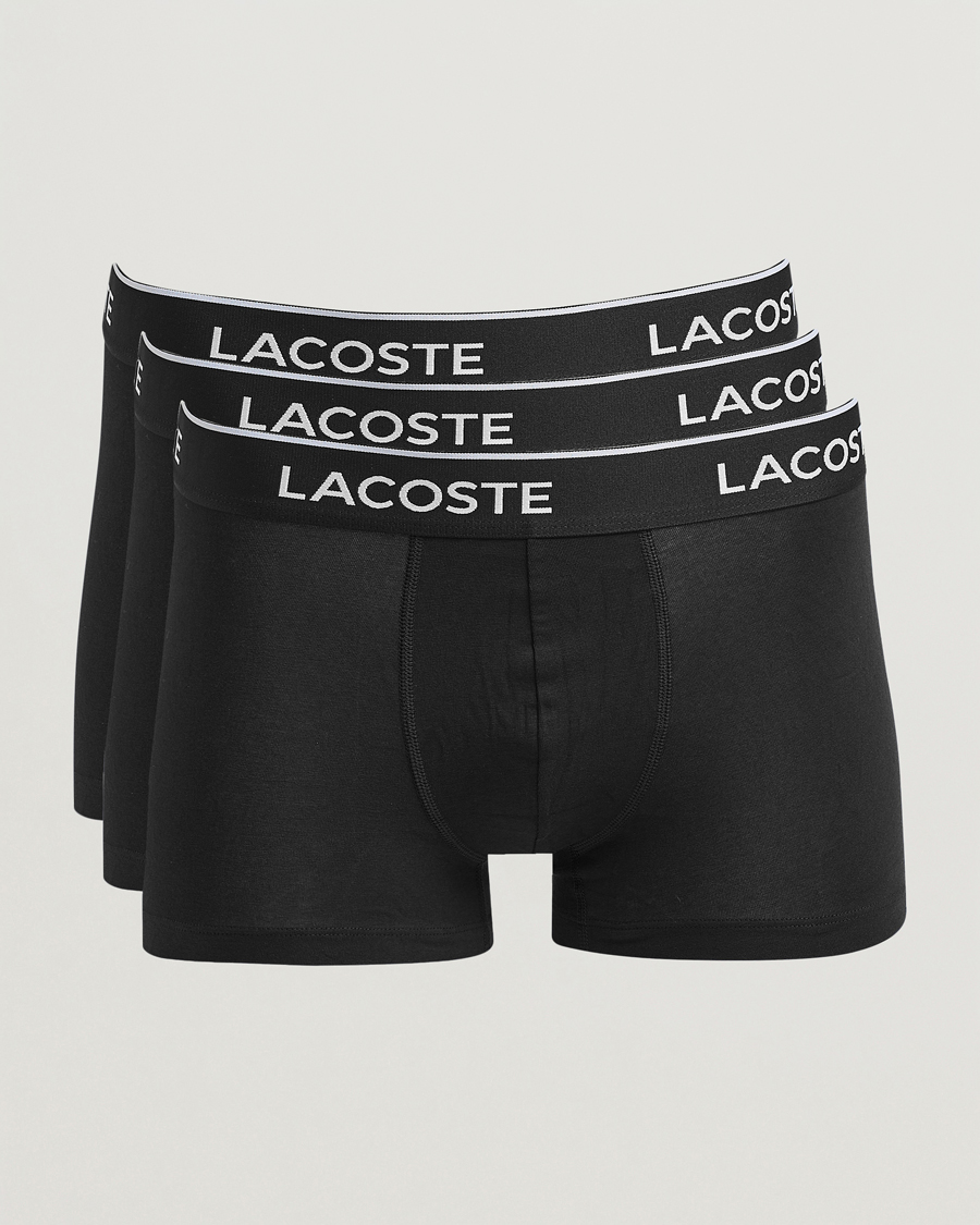 Men | Underwear & Socks | Lacoste | 3-Pack Stretch Cotton Trunks Black