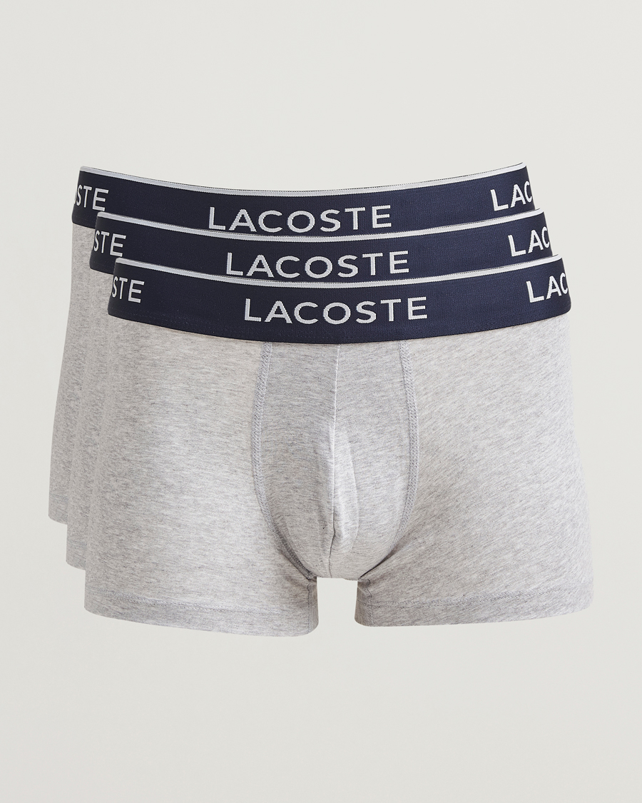 Men | Underwear & Socks | Lacoste | 3-Pack Stretch Cotton Trunks Silver Chine