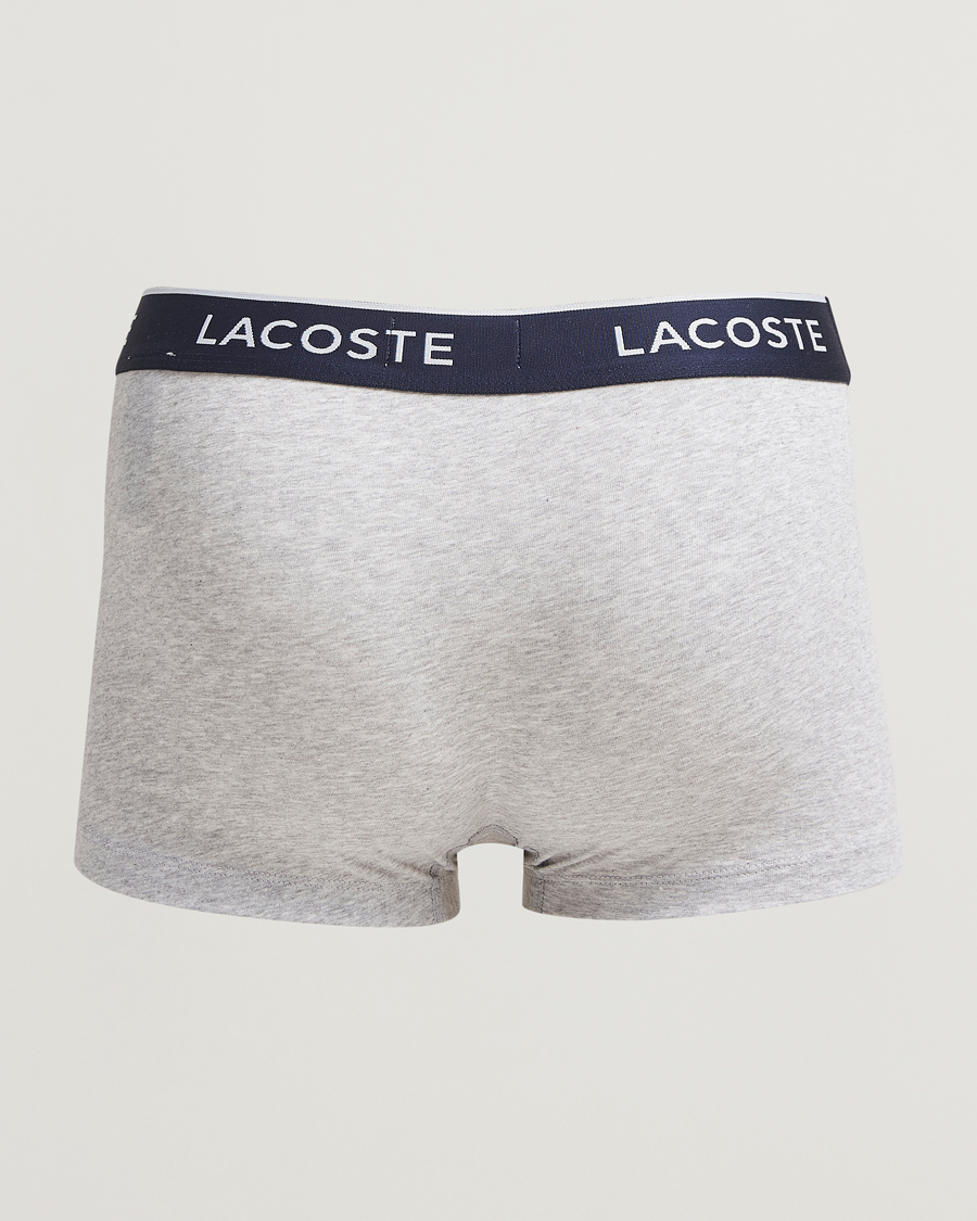 Men | Underwear & Socks | Lacoste | 3-Pack Stretch Cotton Trunks Silver Chine
