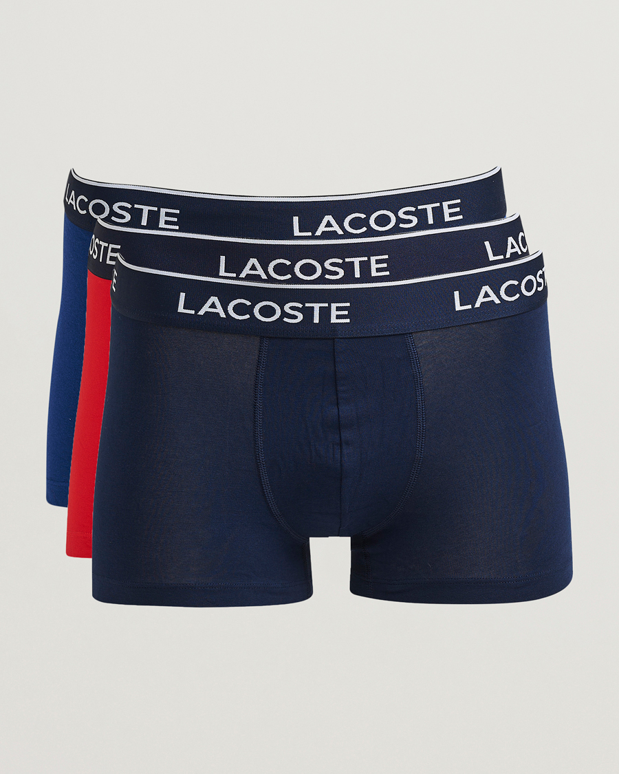 Men | Underwear & Socks | Lacoste | 3-Pack Stretch Cotton Trunks Navy/Blue/Red