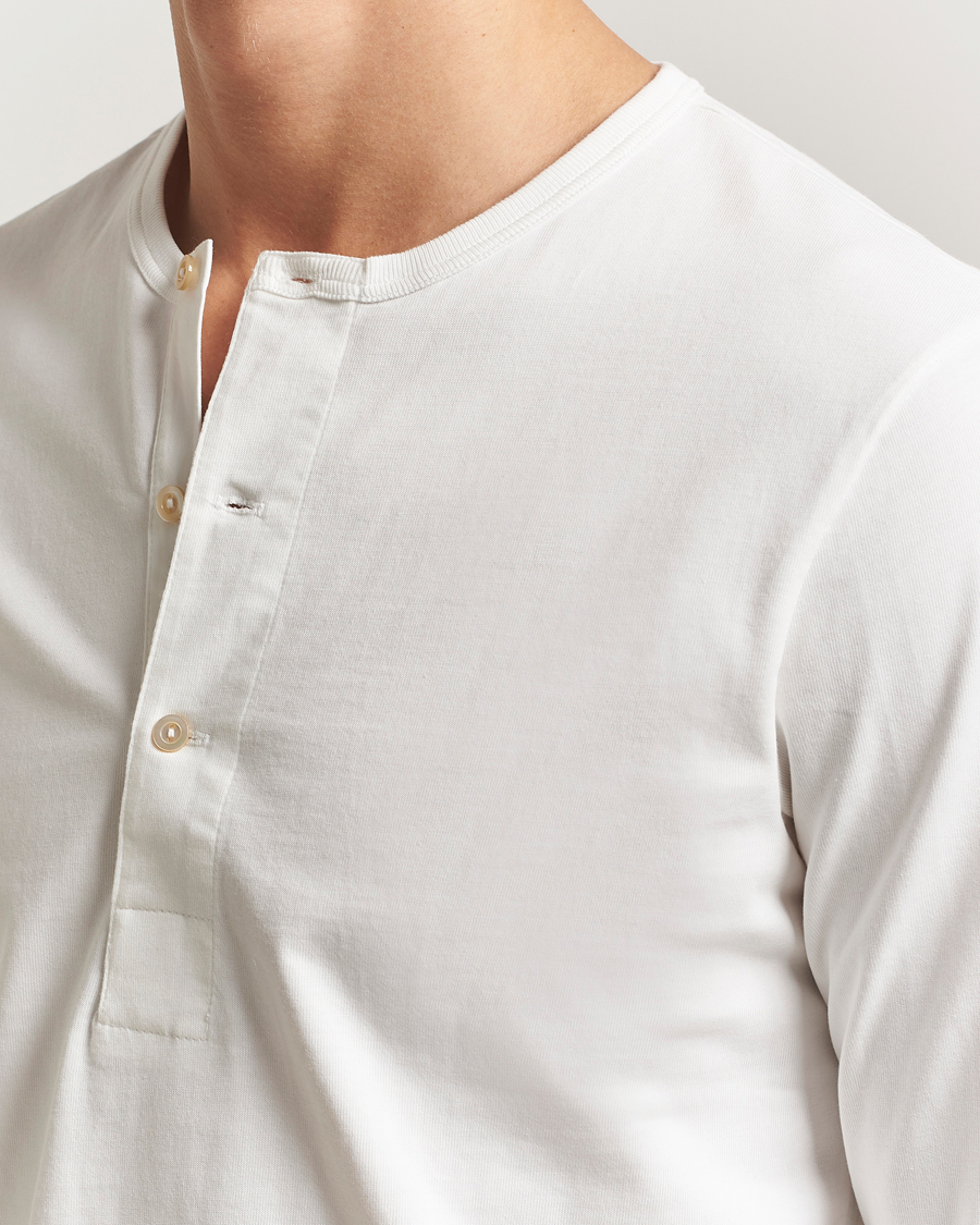 Men | Sweaters & Knitwear | Merz b. Schwanen | Classic Fit Sturdy Organic Cotton Henley White