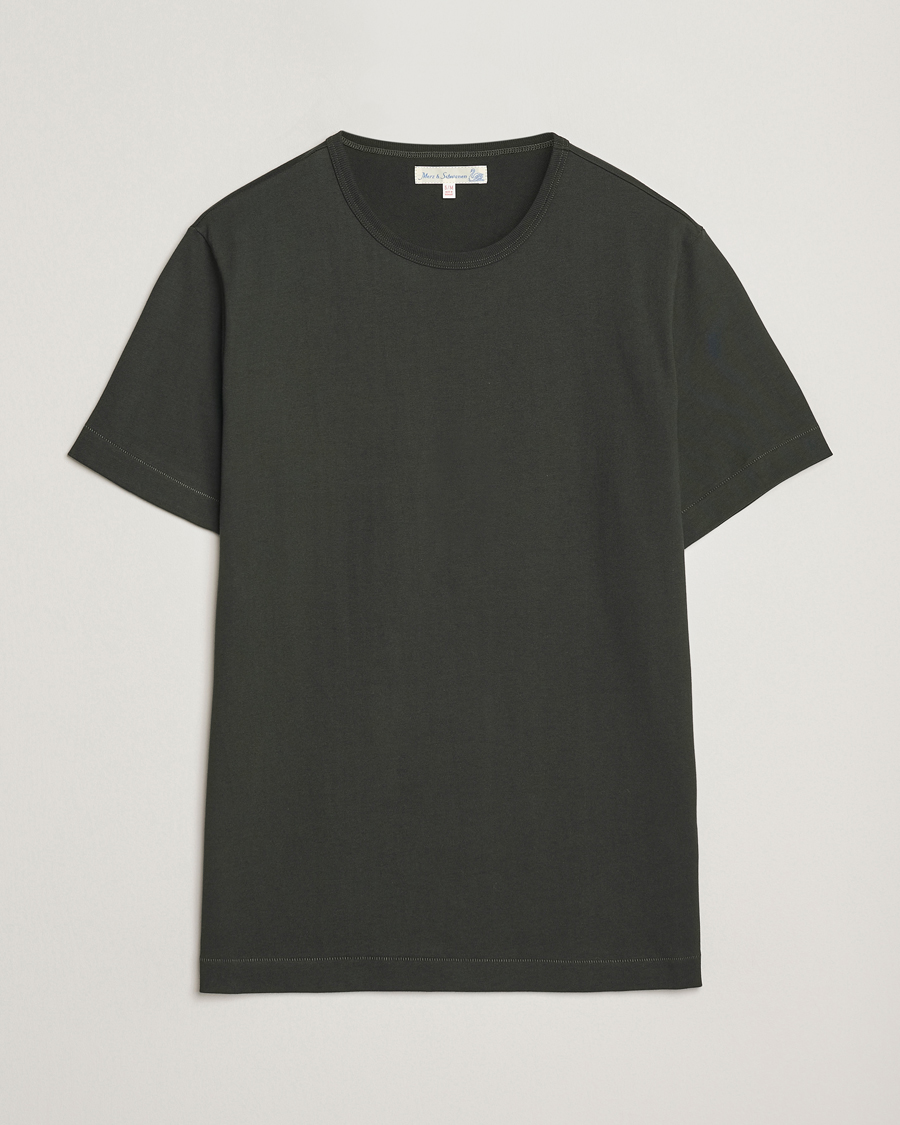 Men | T-Shirts | Merz b. Schwanen | Classic Fit Sturdy T-Shirt Forest Green