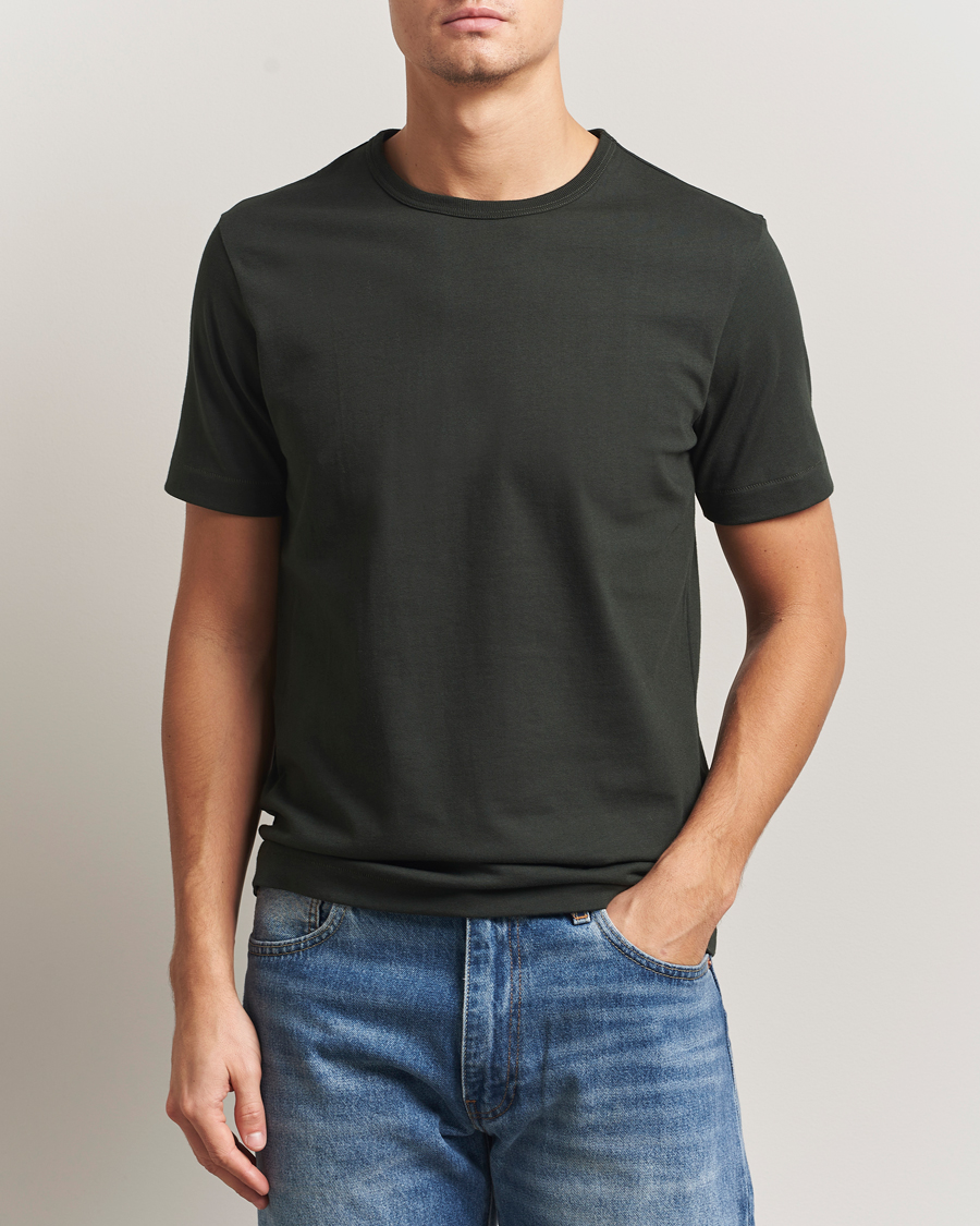 Men | T-Shirts | Merz b. Schwanen | Classic Fit Sturdy T-Shirt Forest Green