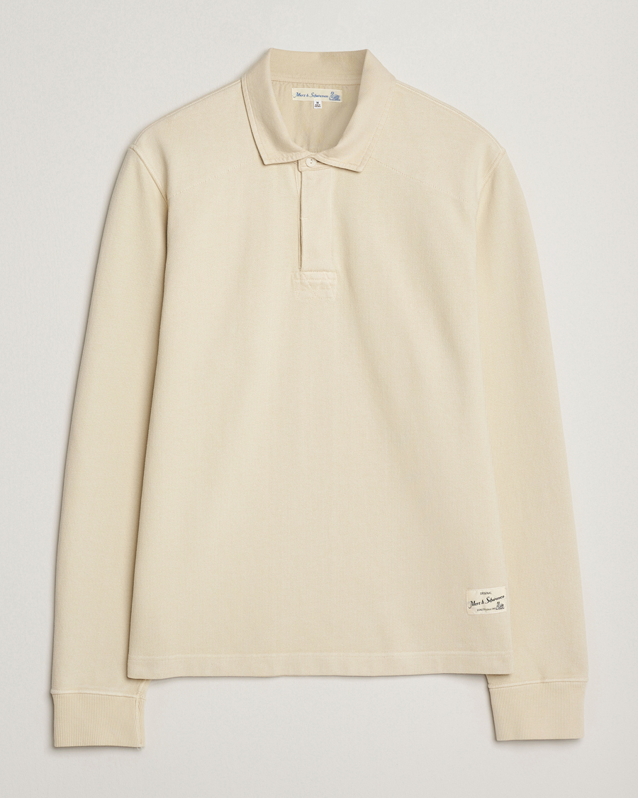 Men | Sweaters & Knitwear | Merz b. Schwanen | Relaxed Fit Vintage Cotton Rugby Shirt Nature