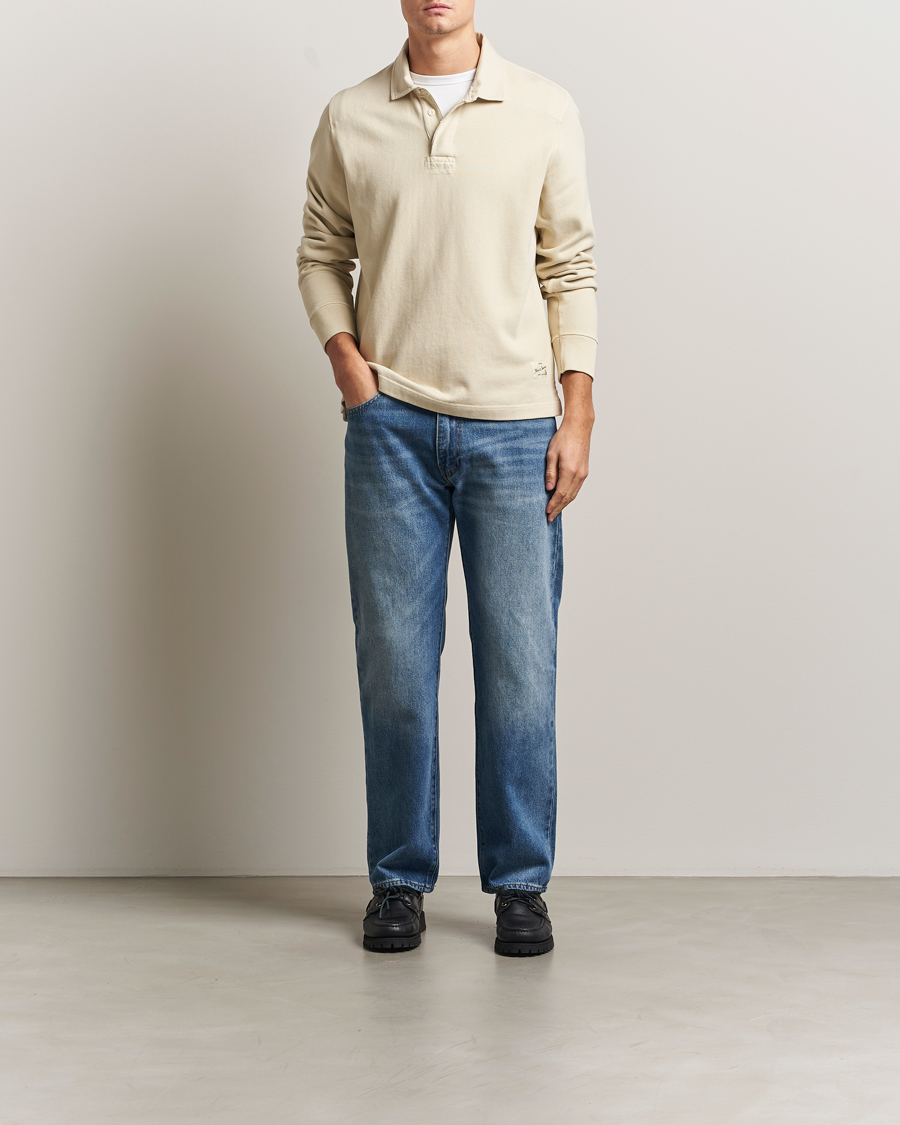 Men | Sweaters & Knitwear | Merz b. Schwanen | Relaxed Fit Vintage Cotton Rugby Shirt Nature