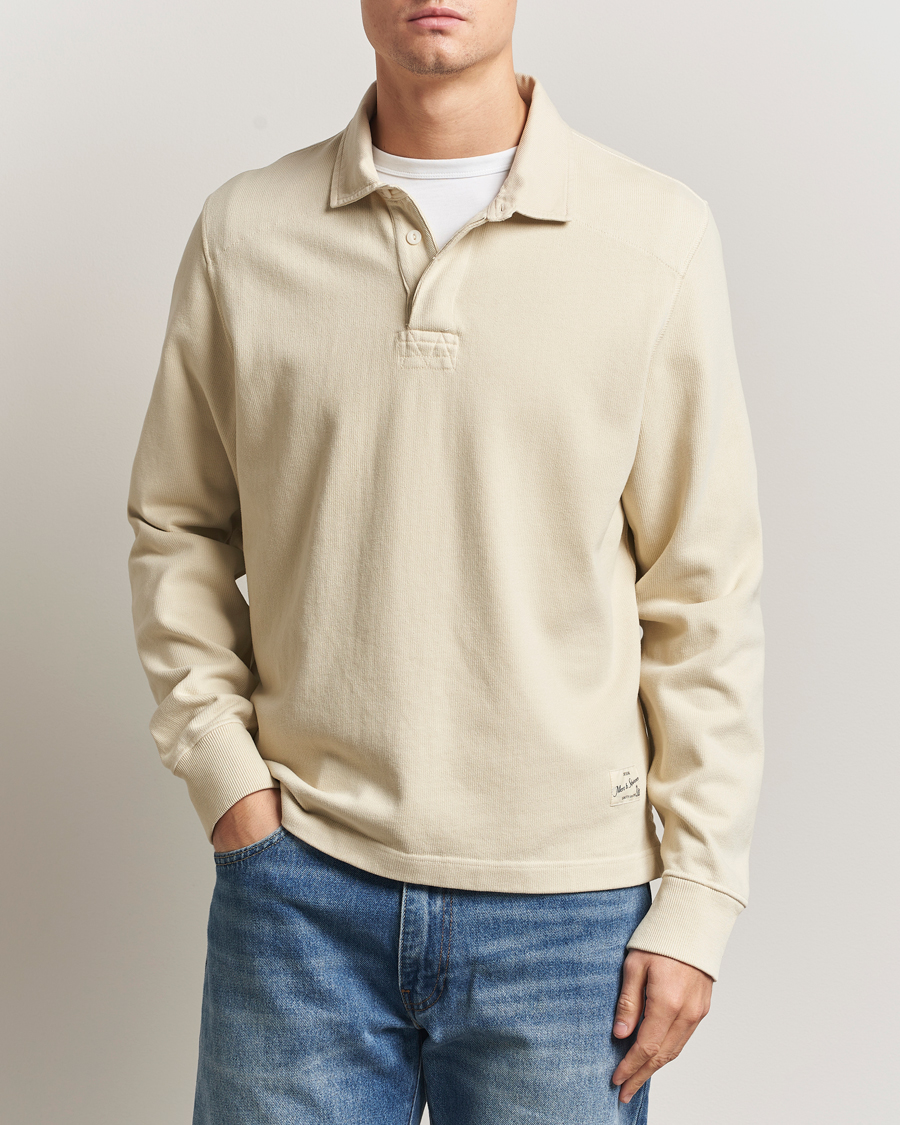 Men | Sweaters & Knitwear | Merz b. Schwanen | Relaxed Fit Vintage Cotton Rugby Shirt Nature