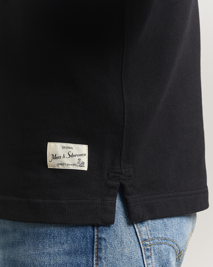 Merz b. Schwanen Relaxed Fit Vintage Cotton Rugby Shirt Black at