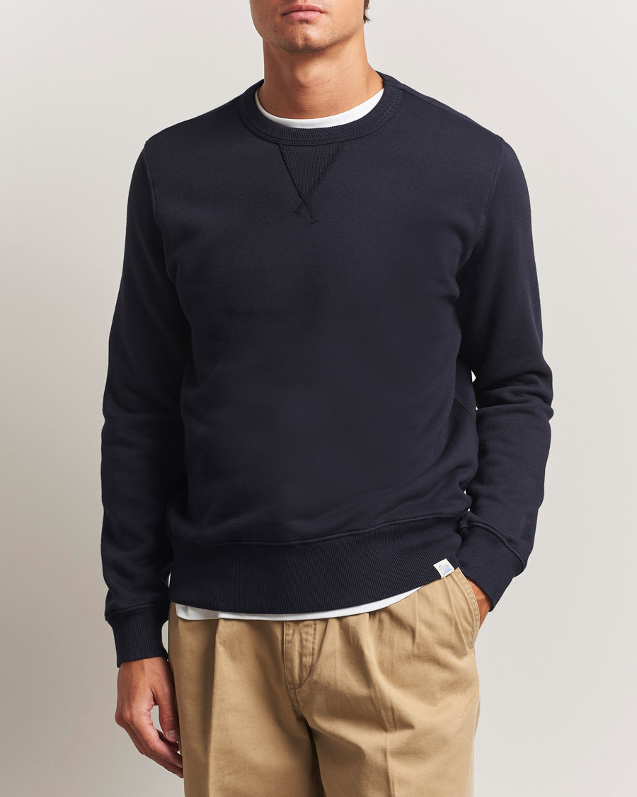 Men | Sweaters & Knitwear | Merz b. Schwanen | Relaxed Fit Vintage Cotton Sweatshirt Dark Navy