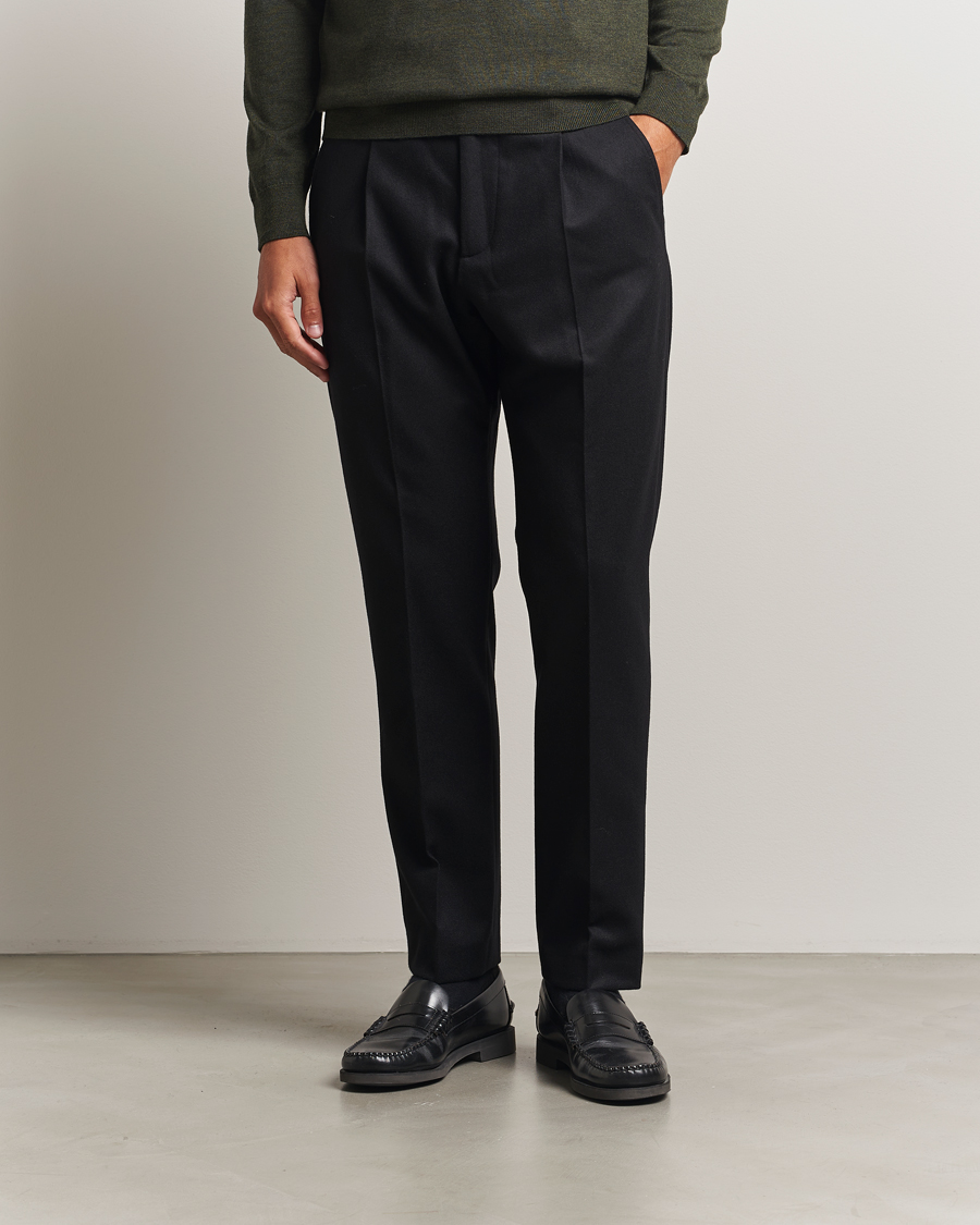 Men | Trousers | NN07 | Bill Wool Pleated Trousers Black