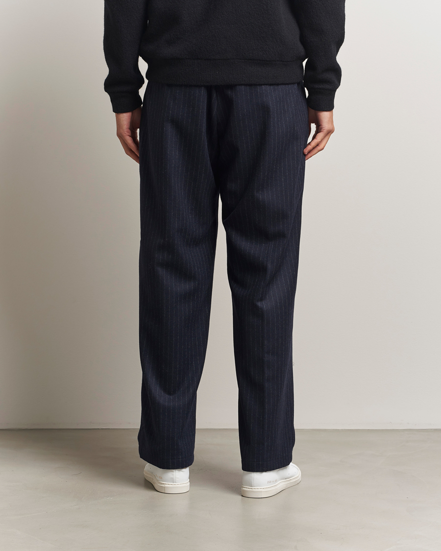 Men | Trousers | NN07 | Kay Wool Pleated Pinstriped Trousers Navy Blue