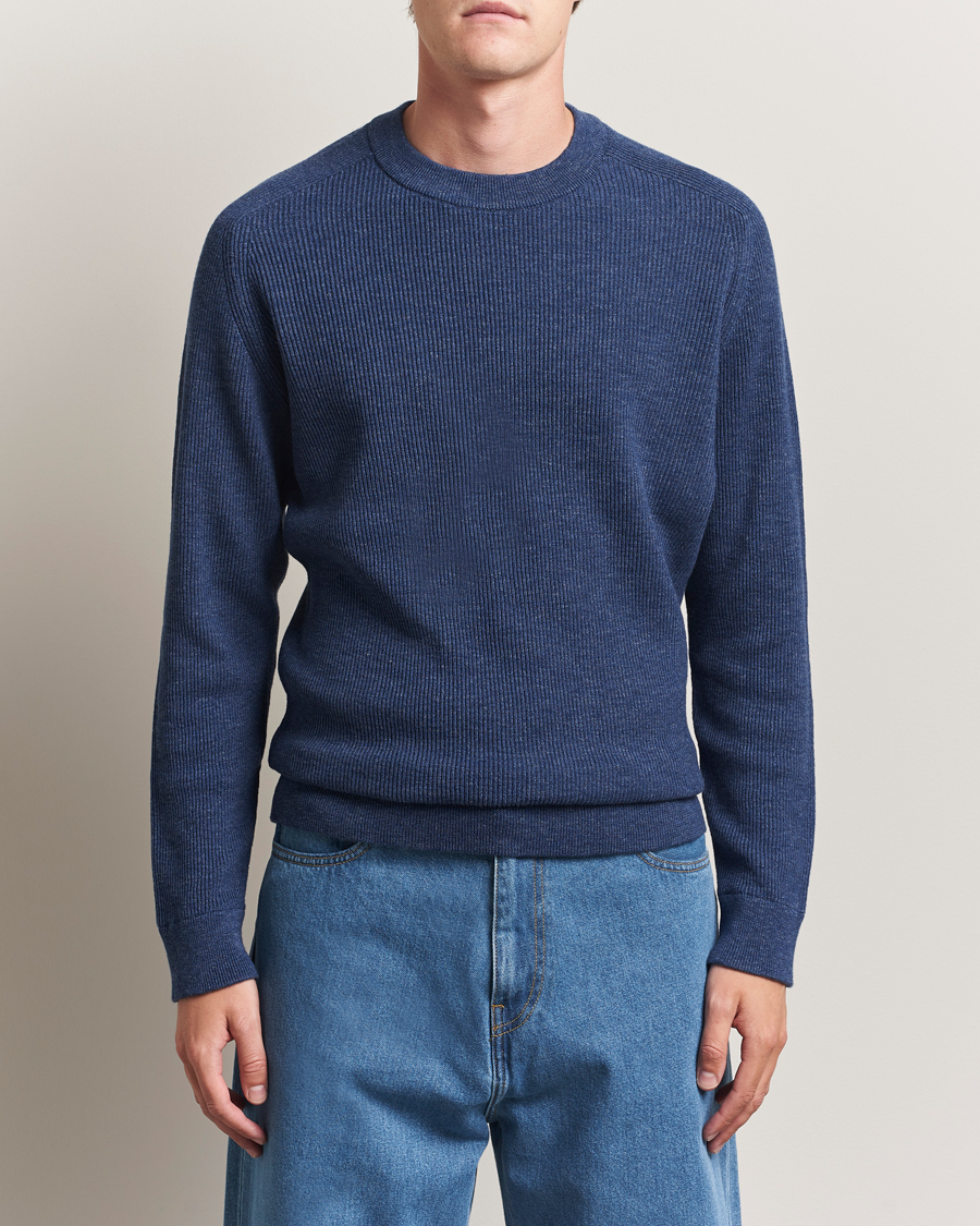 Men | Sweaters & Knitwear | NN07 | Kevin Cotton Knitted Sweater Denim Blue
