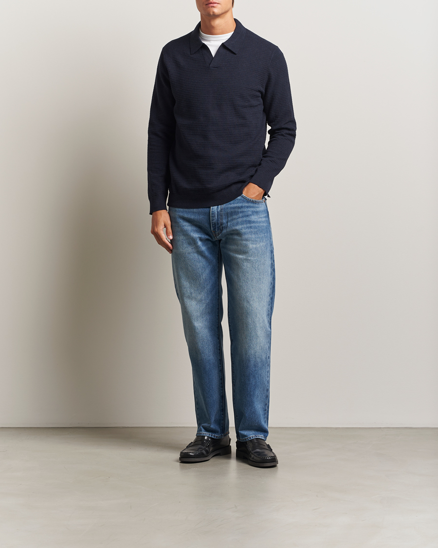 Men | Sweaters & Knitwear | NN07 | Paul Cotton Knitted Polo Deep Navy