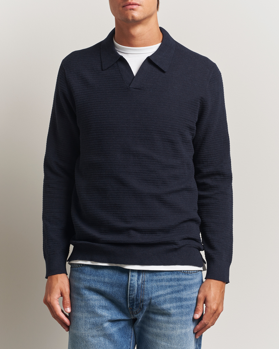 Men | Sweaters & Knitwear | NN07 | Paul Cotton Knitted Polo Deep Navy