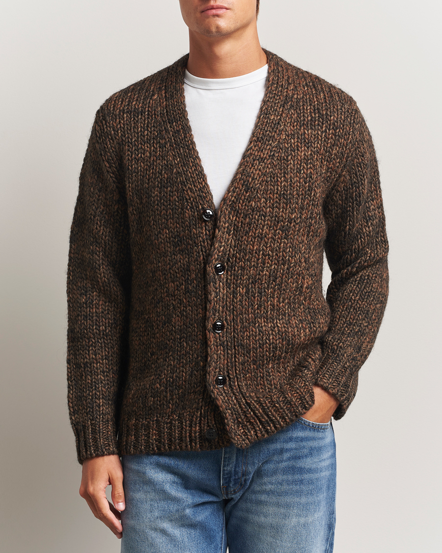 Men | Sweaters & Knitwear | NN07 | Osky Heavy Knitted Cardigan Demitasse Brown
