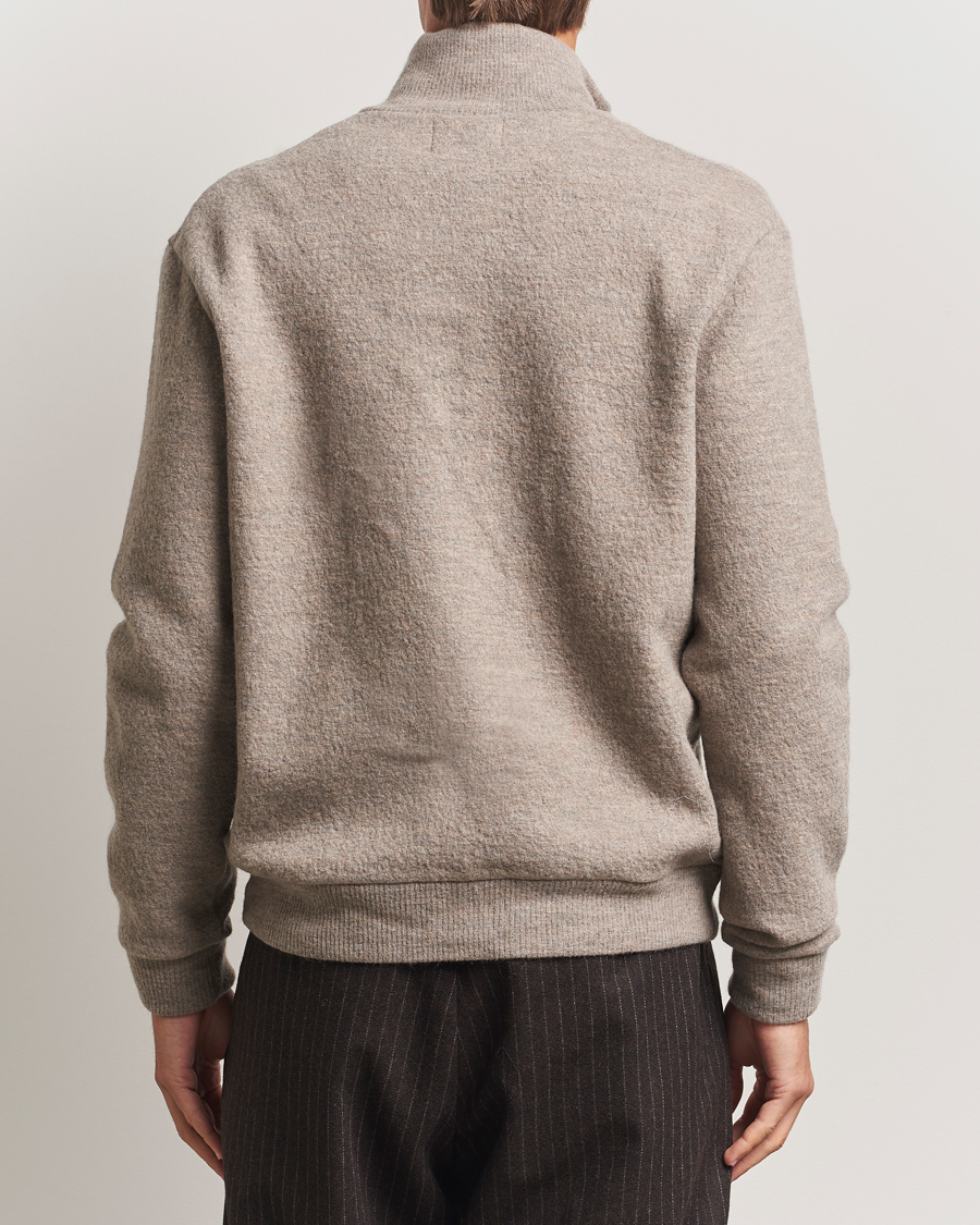 Men | Sweaters & Knitwear | NN07 | Boiled Wool Full Zip Khaki Beige