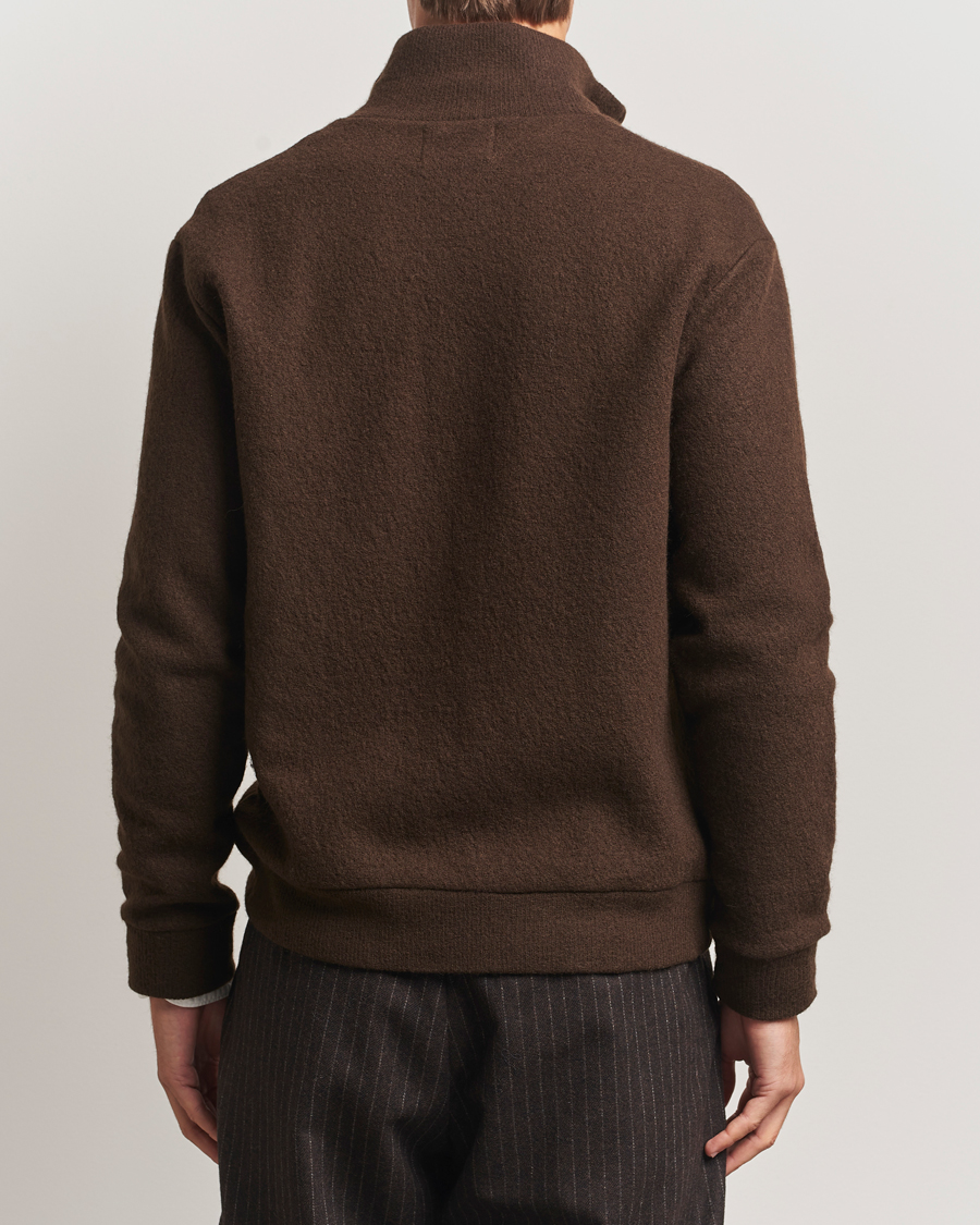 Men | Sweaters & Knitwear | NN07 | Boiled Wool Full Zip Demitasse Brown