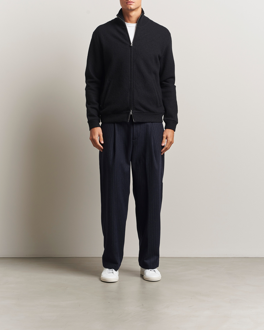 Men | Sweaters & Knitwear | NN07 | Boiled Wool Full Zip Black
