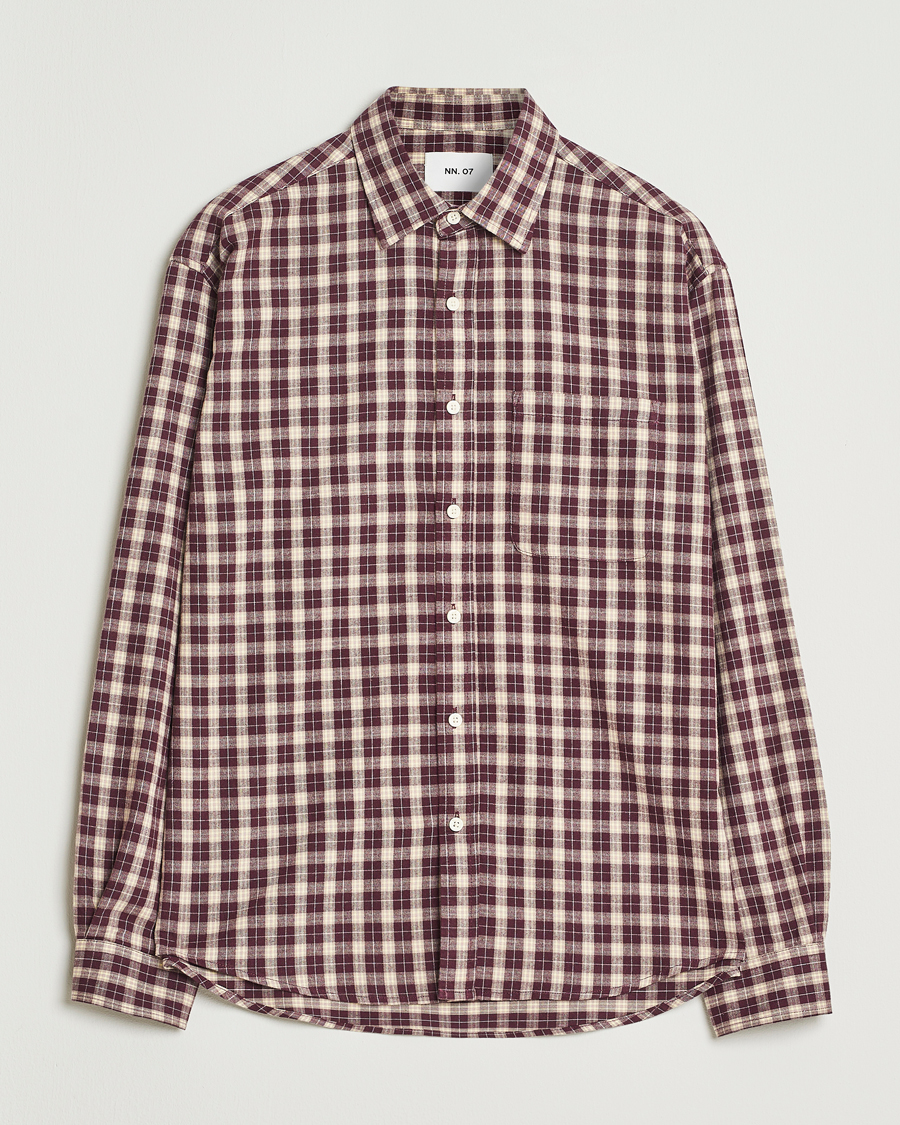 Men | Shirts | NN07 | Deon Flannel Checked Shirt Wine Red