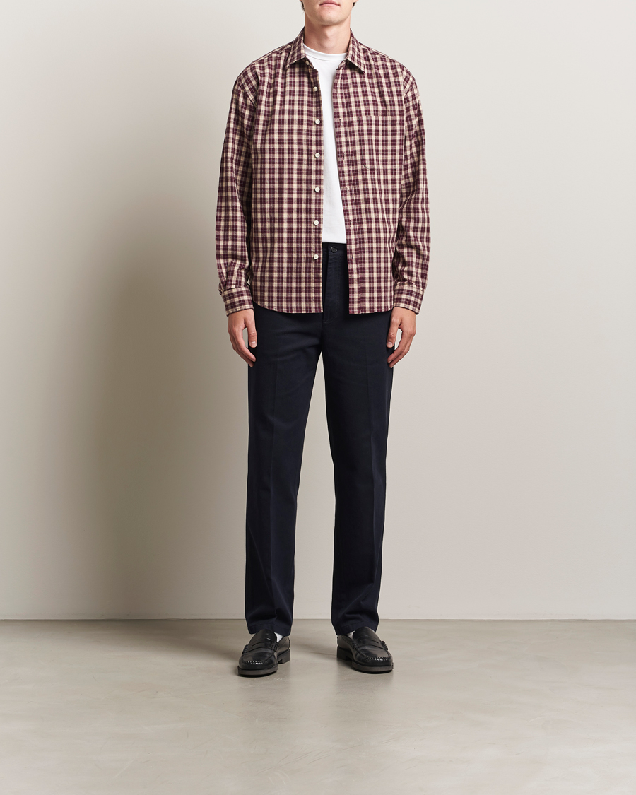 Men | Shirts | NN07 | Deon Flannel Checked Shirt Wine Red