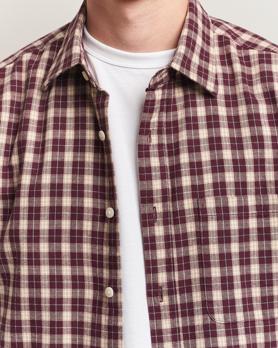 Men | Shirts | NN07 | Deon Flannel Checked Shirt Wine Red