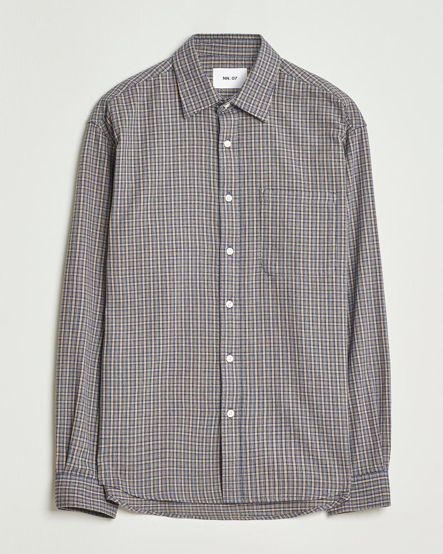 Men | Shirts | NN07 | Deon Flannel Checked Shirt Indigo