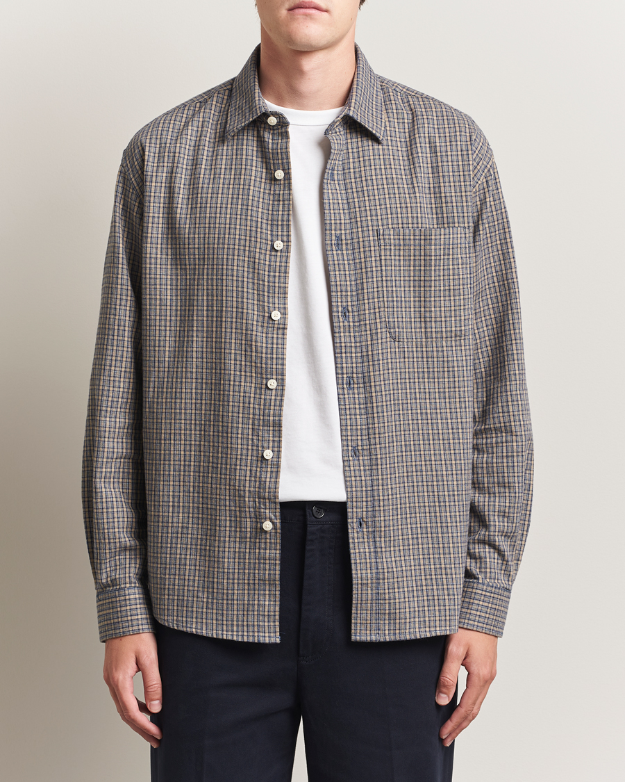 Men | Shirts | NN07 | Deon Flannel Checked Shirt Indigo