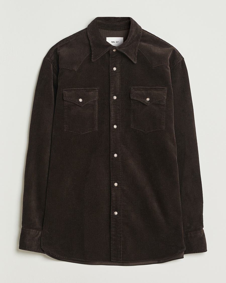 Men | Shirts | NN07 | Ricky Corduroy Overshirt Demitasse Brown