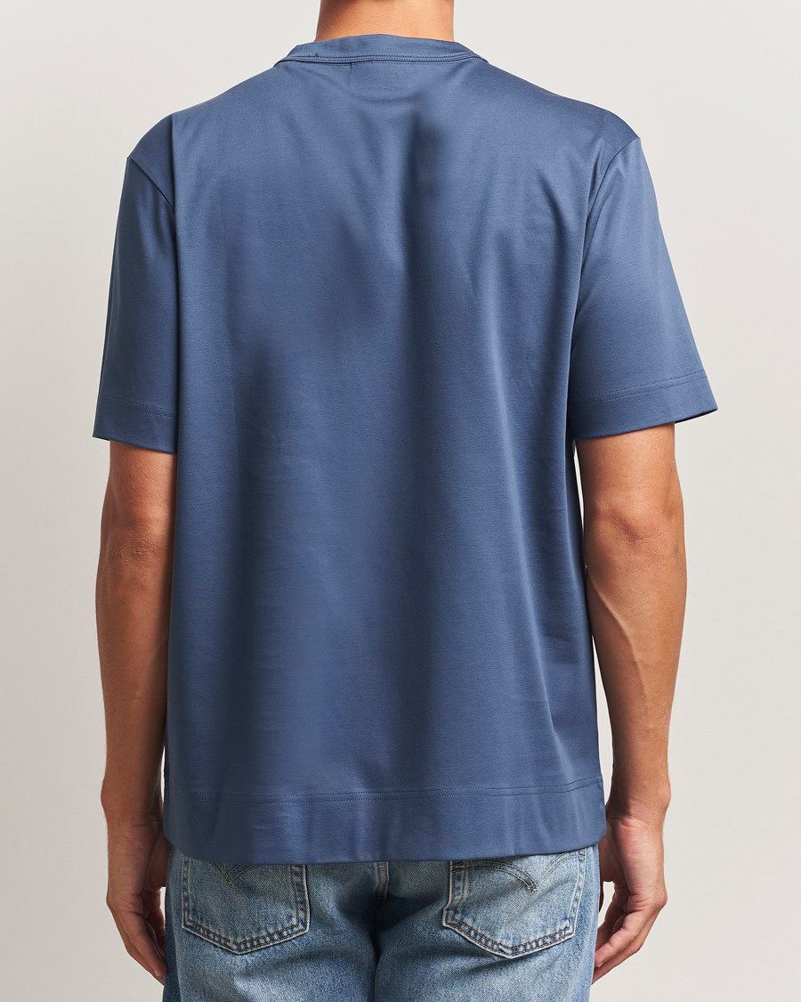 Men | T-Shirts | NN07 | Pedro Mercerized Embroidered T-Shirt Denim Blue