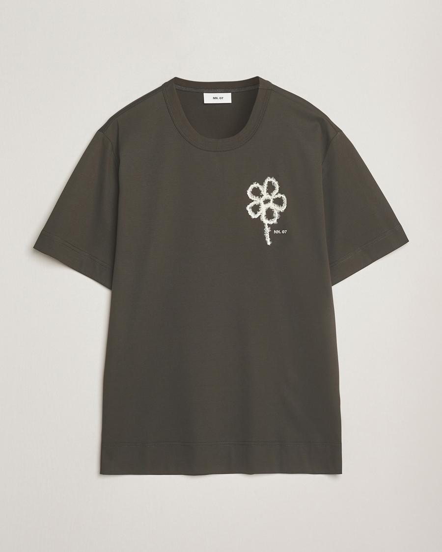 Men | T-Shirts | NN07 | Pedro Mercerized Embroidered T-Shirt Dark Army