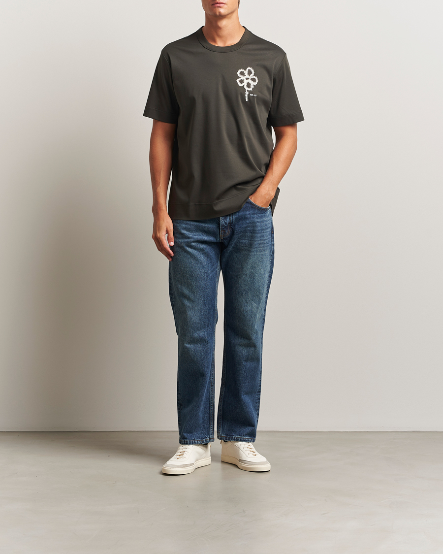 Men | T-Shirts | NN07 | Pedro Mercerized Embroidered T-Shirt Dark Army