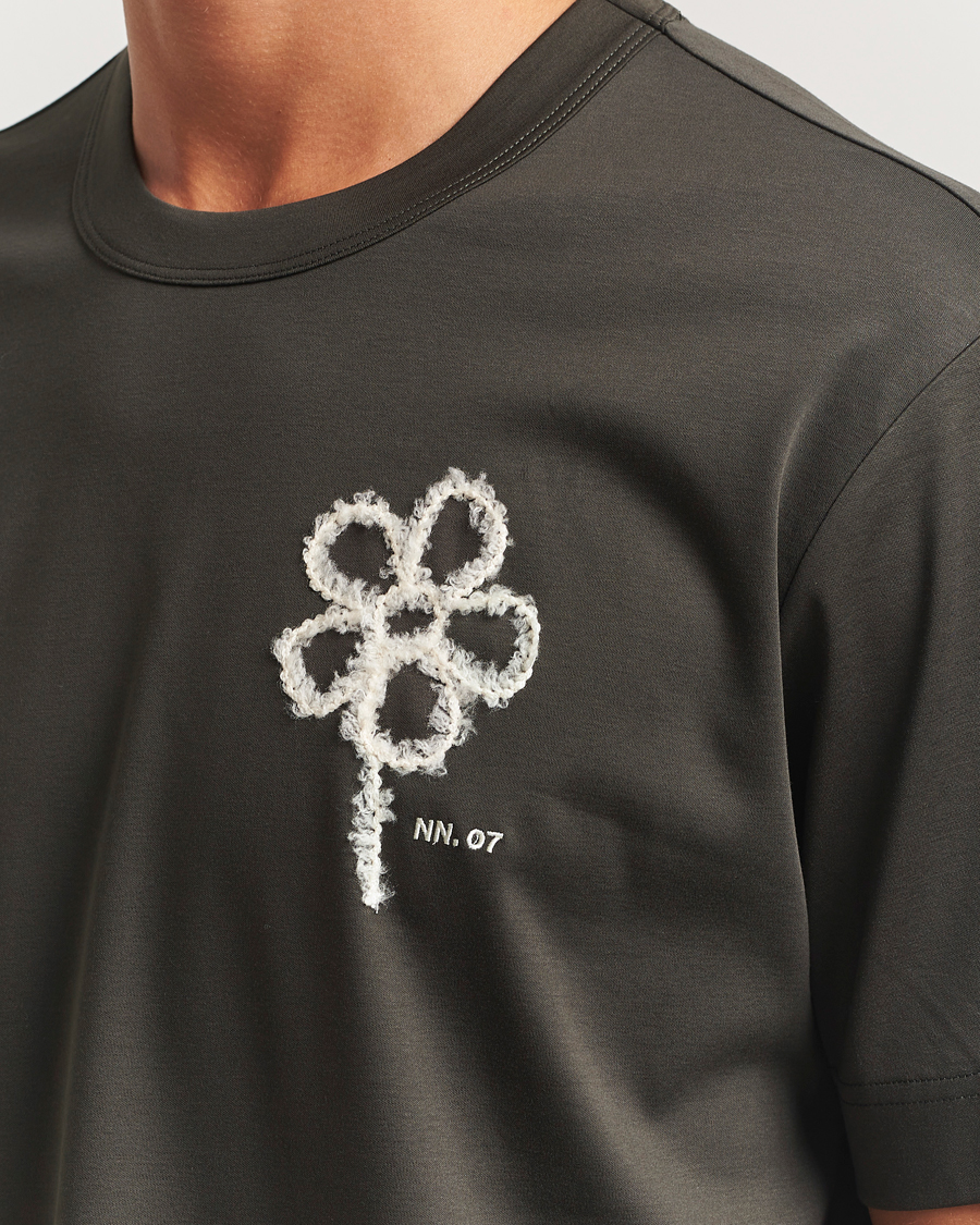 Men | T-Shirts | NN07 | Pedro Mercerized Embroidered T-Shirt Dark Army