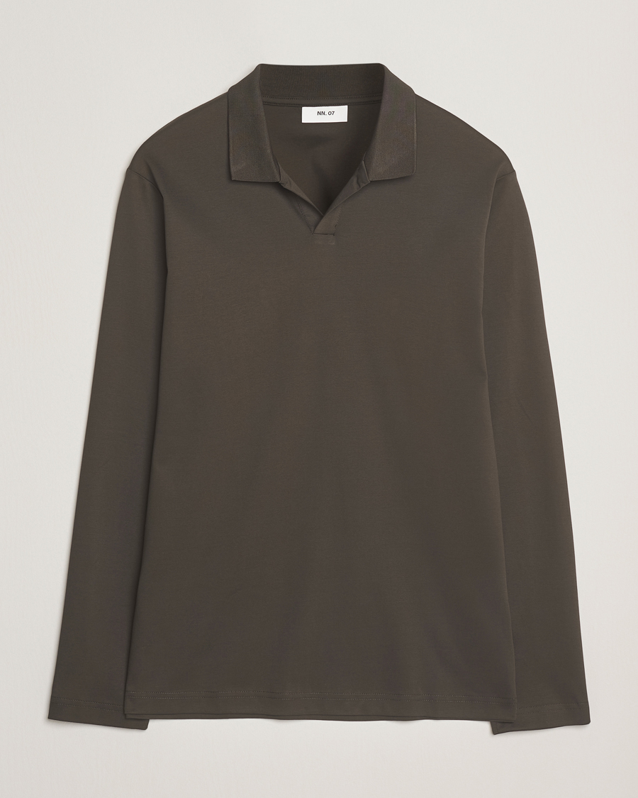 Men | Polo Shirts | NN07 | Paul Mercerized Long Sleeve Polo Dark Army