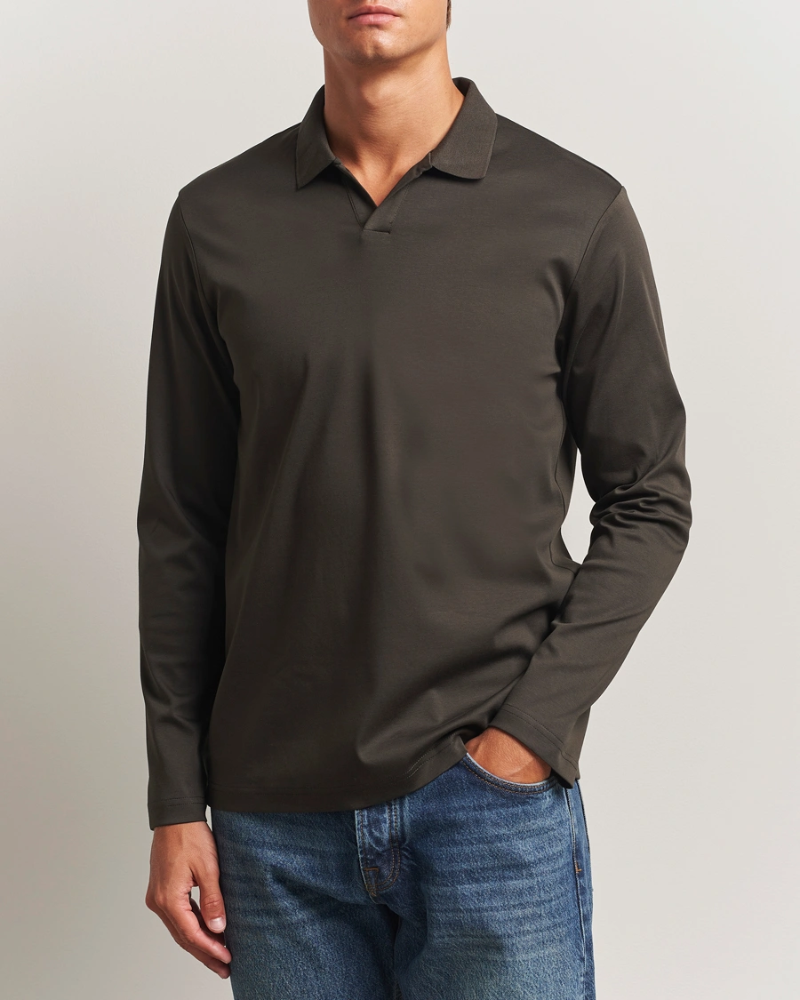 Men | Polo Shirts | NN07 | Paul Mercerized Long Sleeve Polo Dark Army