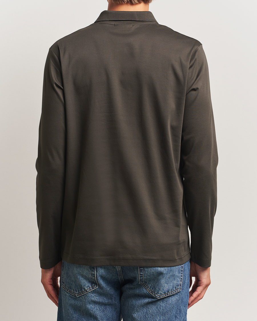 Men | Polo Shirts | NN07 | Paul Mercerized Long Sleeve Polo Dark Army
