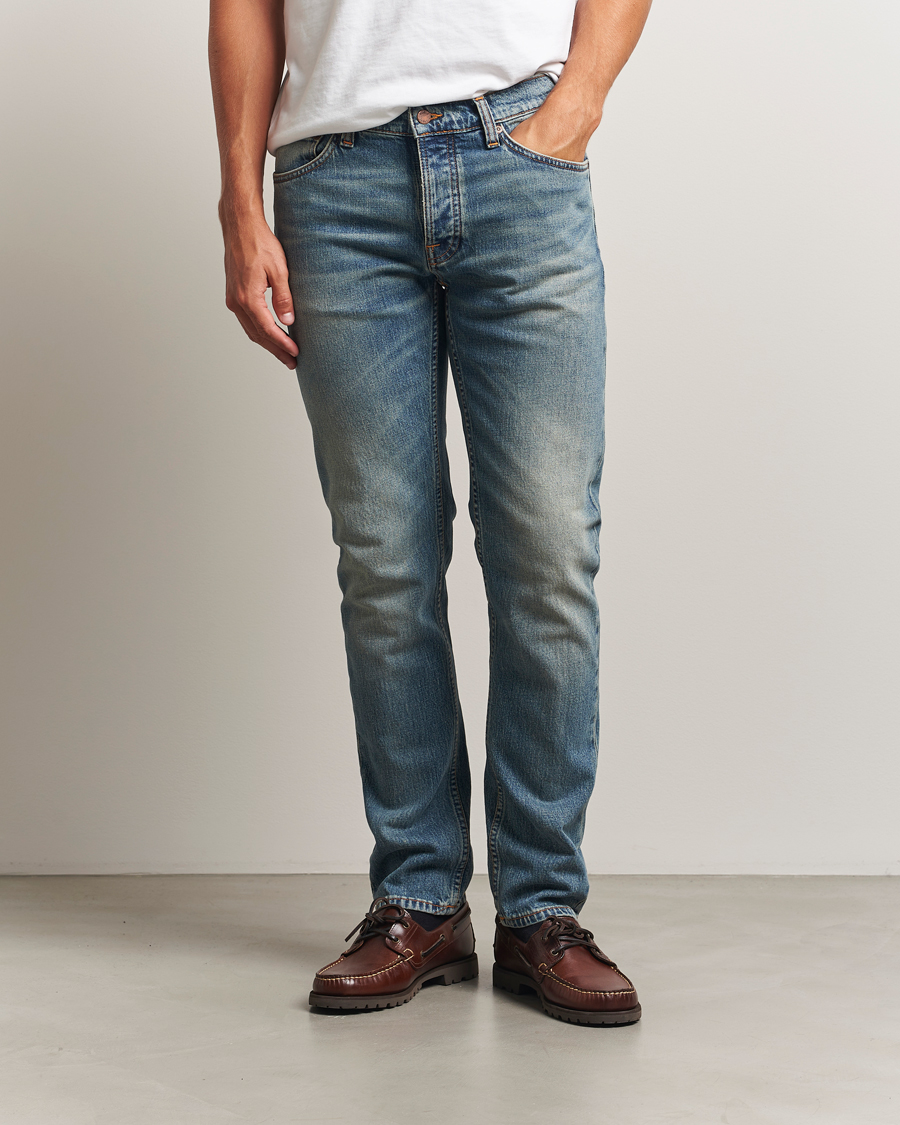 Men | Jeans | Nudie Jeans | Solid Ollie Jeans Blue Clay