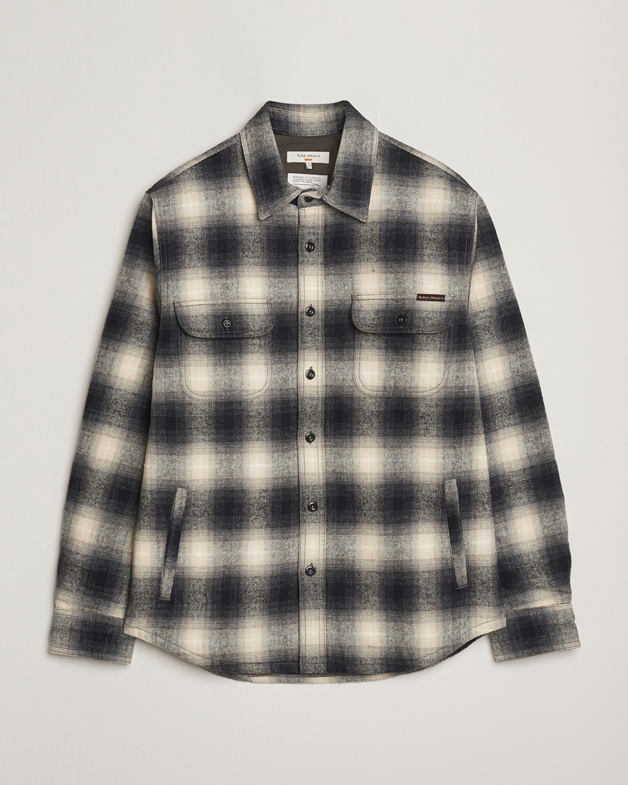 Men | Shirts | Nudie Jeans | Glenn Padded Checked Overshirt Black