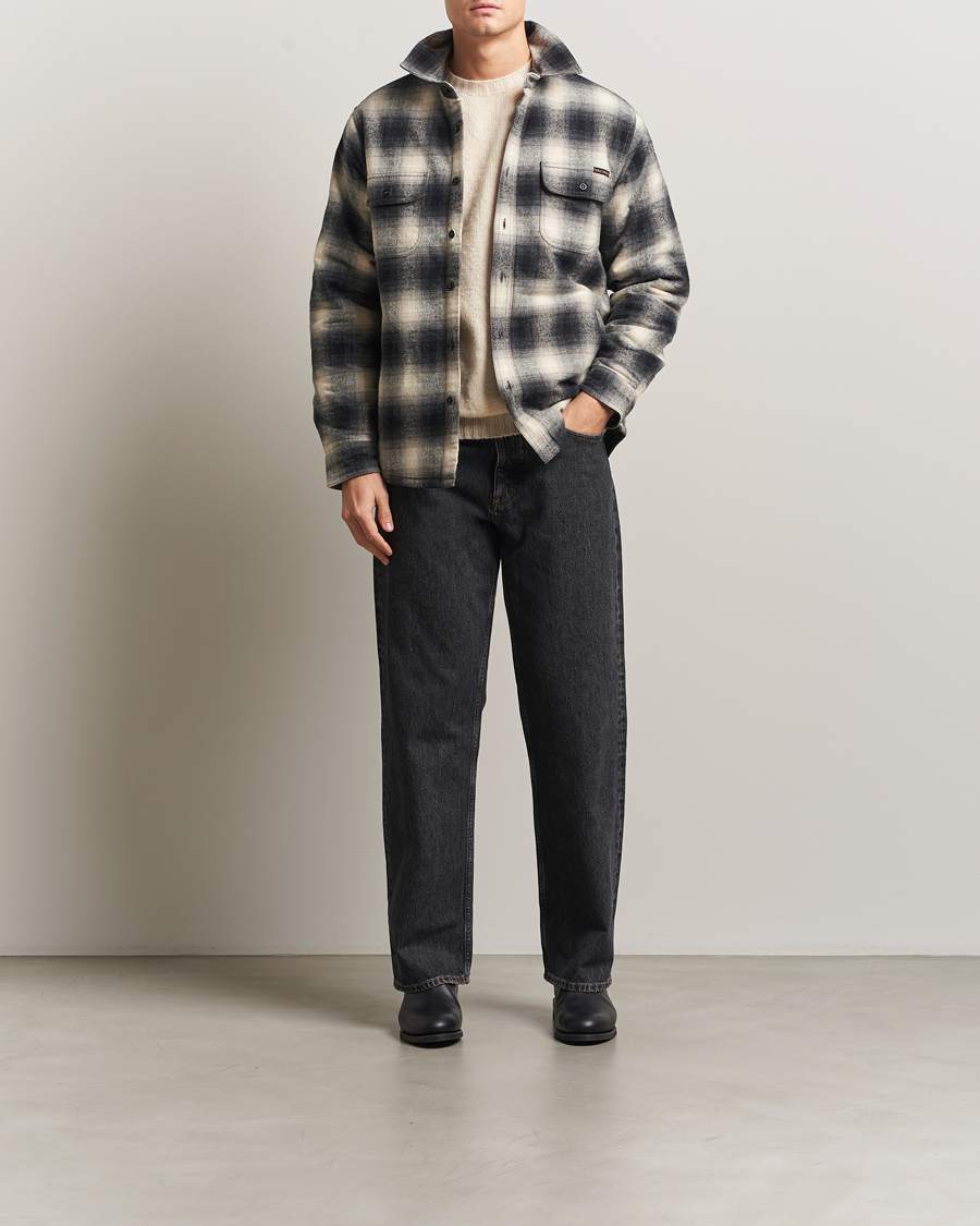 Men | Shirts | Nudie Jeans | Glenn Padded Checked Overshirt Black