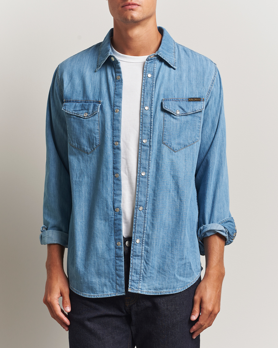 Men | Shirts | Nudie Jeans | Gunnar Denim Shirt Light Blue