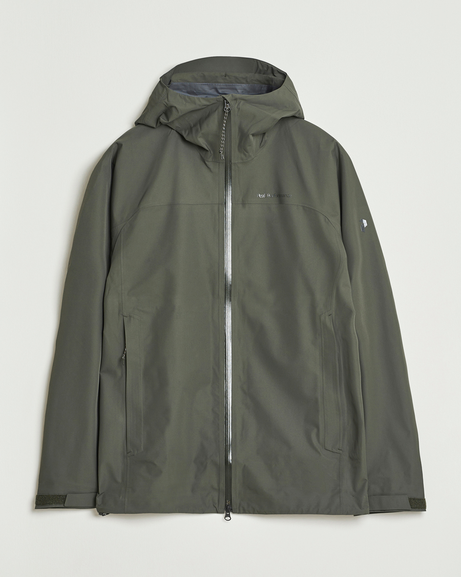 Men | Coats & Jackets | Peak Performance | Treeline Shell Hooded Jacket Olive Extreme