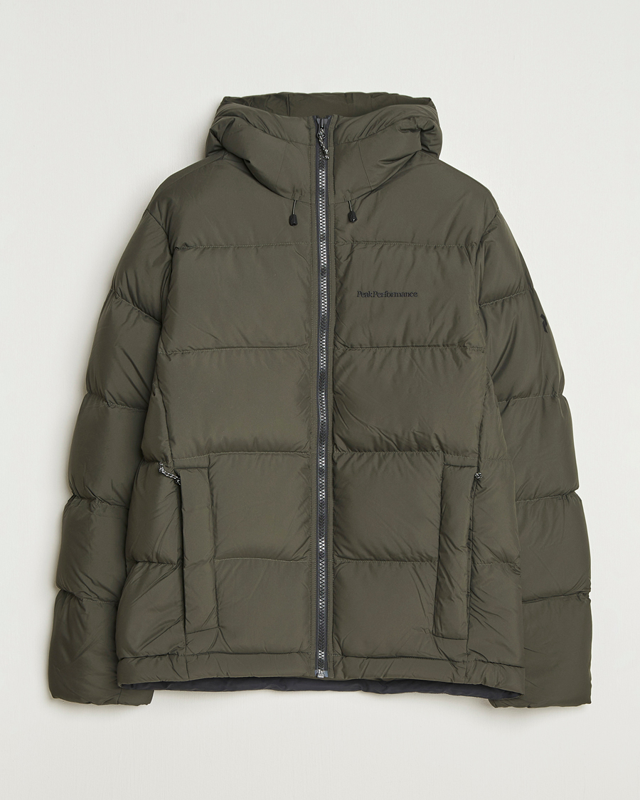 Men | Coats & Jackets | Peak Performance | Rivel Down Hooded Jacket Olive Extreme