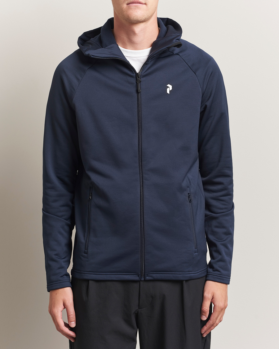 Men | Sweaters & Knitwear | Peak Performance | Rider Full Zip Hoodie Blue Shadow
