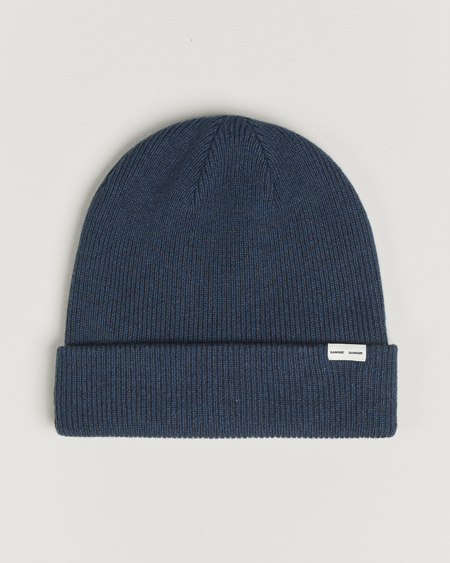 Men | Beanies | Samsøe Samsøe | The Wool Beanie Midnight Navy