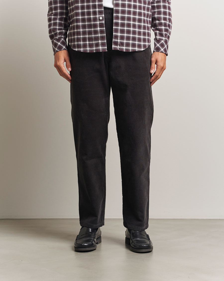 Men | Trousers | Samsøe Samsøe | Jabari Corduroy Drawstring Trousers Black Oyster